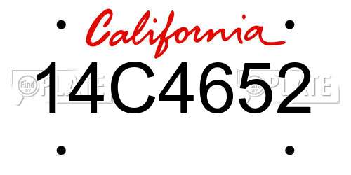 14C4652 California License Plate