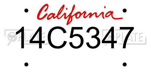 14C5347 California License Plate