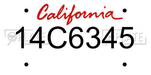 14C6345 California License Plate