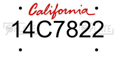 14C7822 California License Plate
