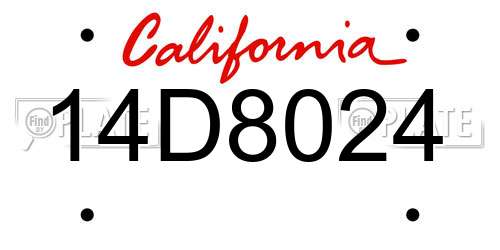14D8024 California License Plate