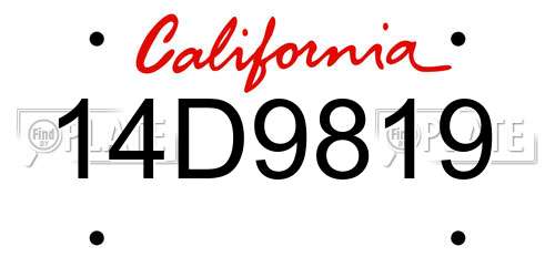 14D9819 California License Plate
