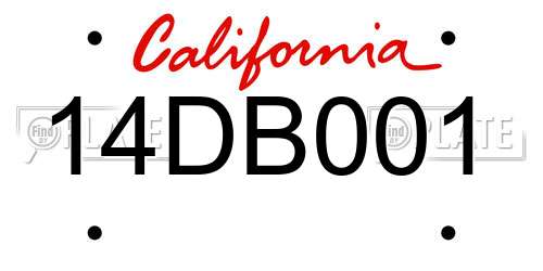 14DB001 California License Plate