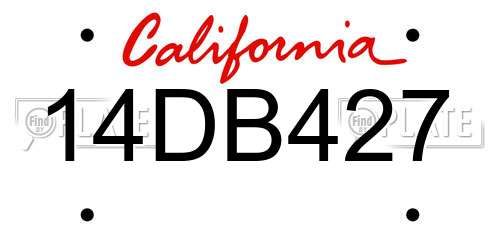 14DB427 California License Plate