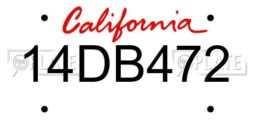 14DB472 California License Plate