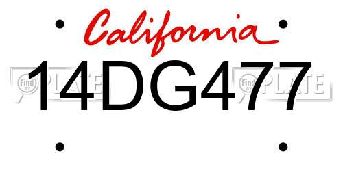 14DG477 California License Plate