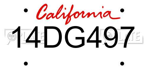14DG497 California License Plate