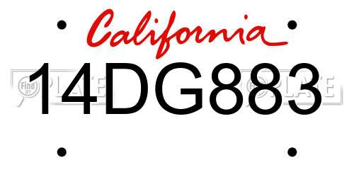 14DG883 California License Plate