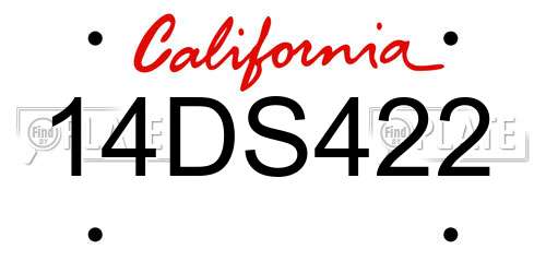 14DS422 California License Plate