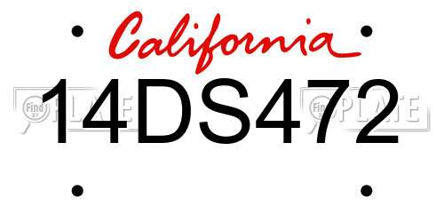 14DS472 California License Plate