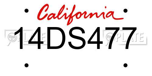 14DS477 California License Plate