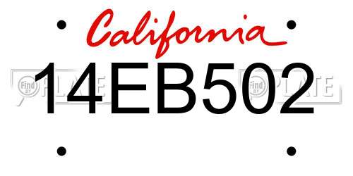 14EB502 California License Plate