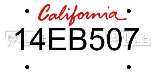 14EB507 California License Plate