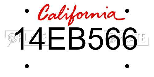 14EB566 California License Plate