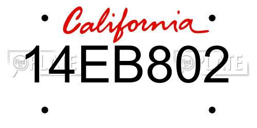 14EB802 California License Plate