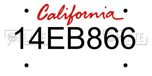 14EB866 California License Plate