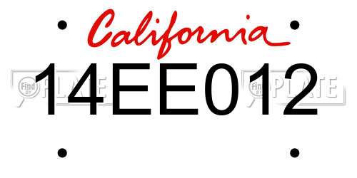 14EE012 California License Plate