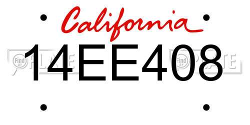 14EE408 California License Plate