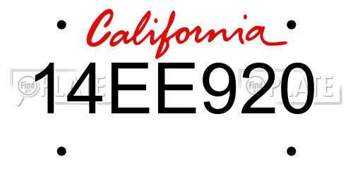 14EE920 California License Plate