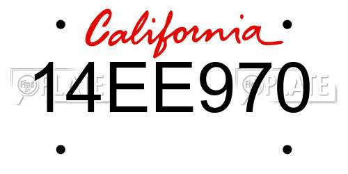 14EE970 California License Plate