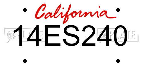 14ES240 California License Plate