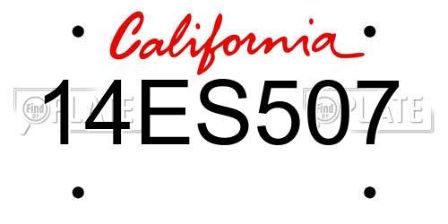 14ES507 California License Plate