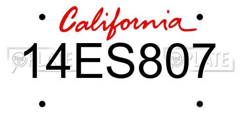 14ES807 California License Plate