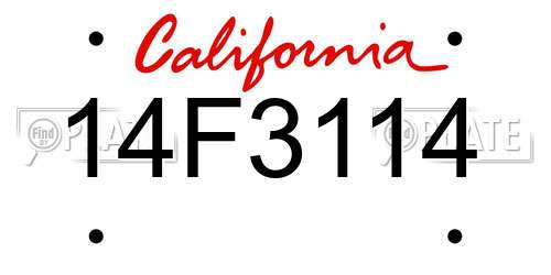 14F3114 California License Plate