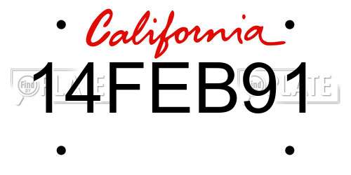 14FEB91 California License Plate
