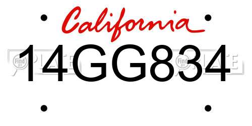 14GG834 California License Plate