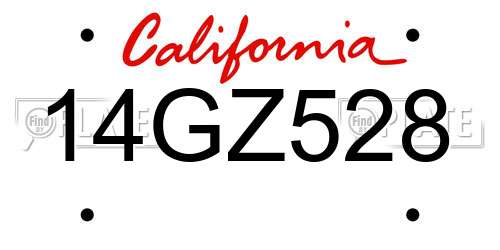 14GZ528 California License Plate