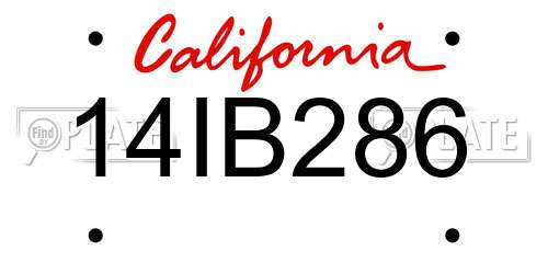 14IB286 California License Plate