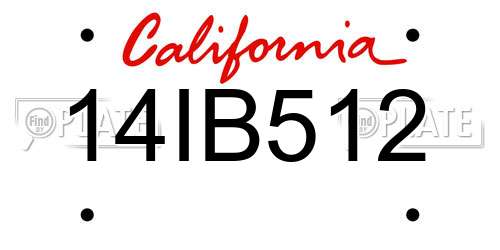 14IB512 California License Plate