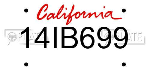 14IB699 California License Plate