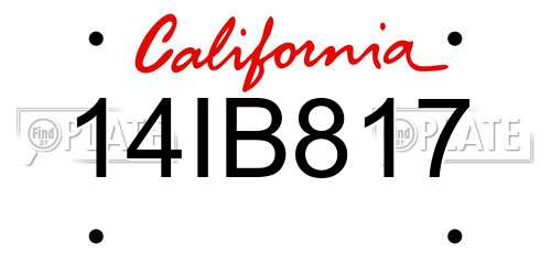 14IB817 California License Plate