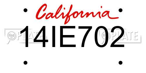 14IE702 California License Plate
