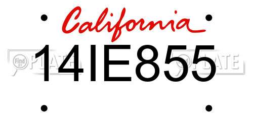 14IE855 California License Plate