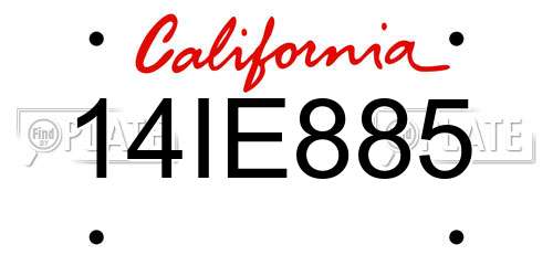 14IE885 California License Plate