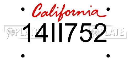 14II752 California License Plate
