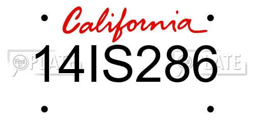 14IS286 California License Plate