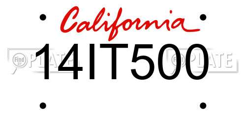 14IT500 California License Plate