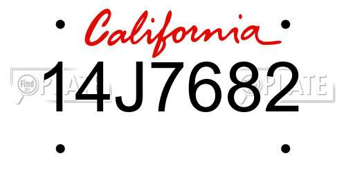 14J7682 California License Plate
