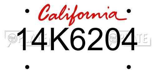 14K6204 California License Plate