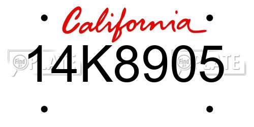 14K8905 California License Plate