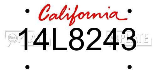 14L8243 California License Plate