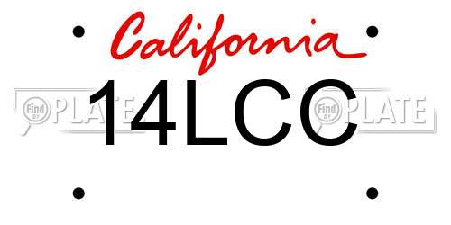 14LCC California License Plate