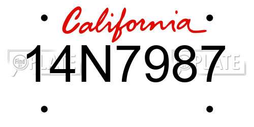14N7987 California License Plate