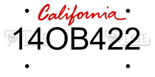 14OB422 California License Plate