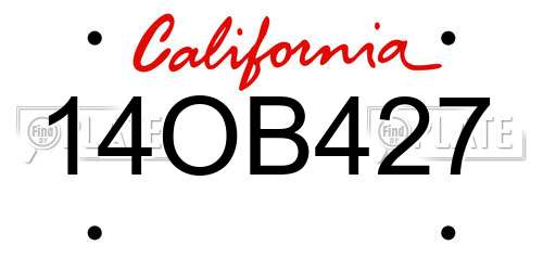 14OB427 California License Plate