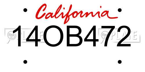14OB472 California License Plate